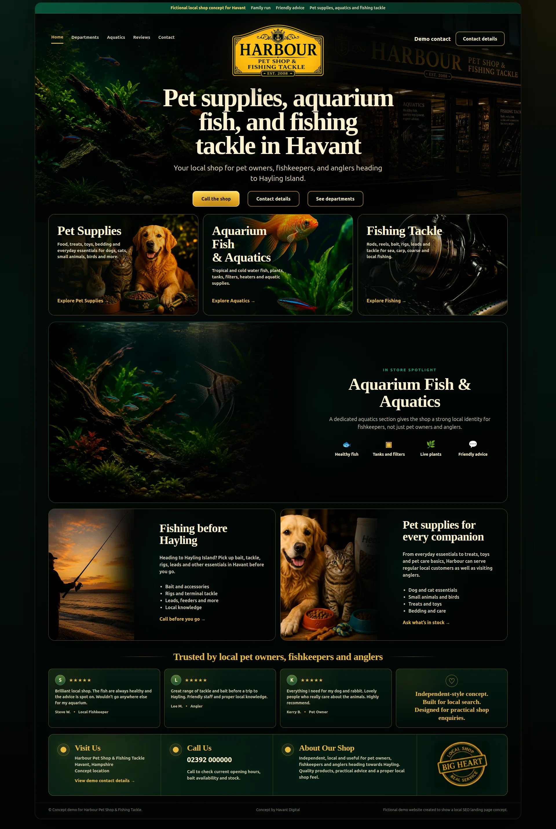 Local fishing tackle shop concept screenshot